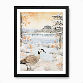 Winter Bird Painting Canada Goose 3 Art Print