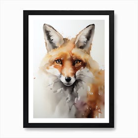 Digital Fox Water Color Art Art Print