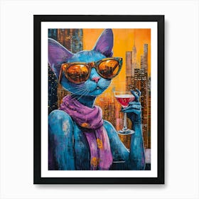 City Cat At Rooftop Bar 5 Art Print