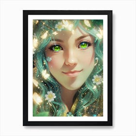 Fairy Girl With Green Eyes Art Print