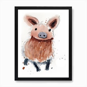 A Piglet Watercolour Childrens Drawing 2watercolour Art Print