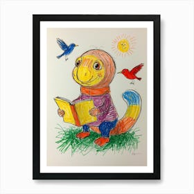 Lizard Reading A Book Art Print