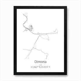 Dimona,Israel Minimalist Map Art Print