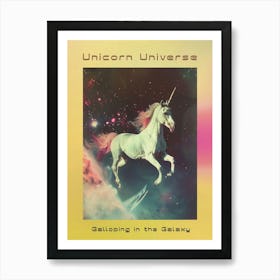 Unicorn Galloping In Space Poster Art Print