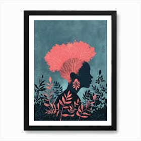 Portrait Of A Woman With Pink Hair Art Print