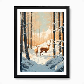 Winter Deer Illustration Art Print