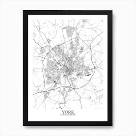 York White Black Art Print