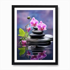 Pink Orchids In Water Art Print