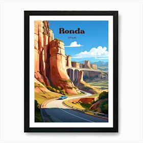 Ronda Spain Bridge Travel Illustration Art Print