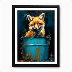 Scavenger Fox Blue Painting 8 Art Print