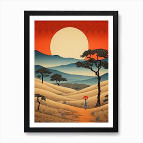 Tottori Sand Dunes, Japan Vintage Travel Art 2 Art Print