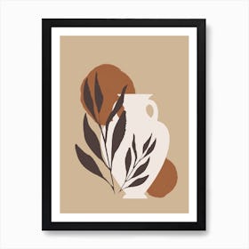 Vase With Leaves Art Print