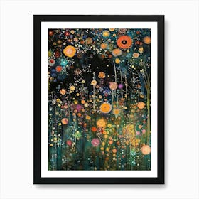 Gustav Klimt Print Klimt Poster Klimt Exhibition Poster Painting Night Wildflower Garden Full Art Print