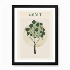 Walnut Tree Minimal Japandi Illustration 1 Poster Art Print