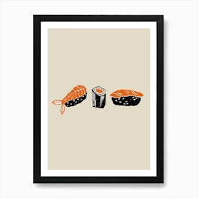 Sushi Linocut Style Art Print