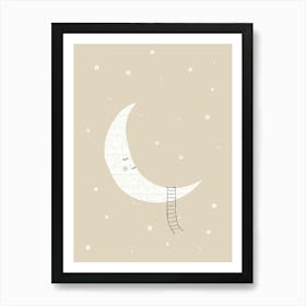 Neutral Nursery Print Moon Art Print