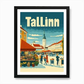 Aihrgdesign A 1970s Inspired Travel Poster For Tallinn Depict E7c2e261 76a3 44ff 9d29 58de43624af7 0 Art Print