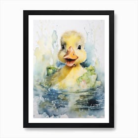 Mixed Media Duckling Watercolour Collage 3 Art Print