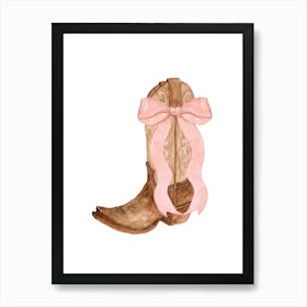 Bow cowgirl boots coquette Art Print