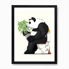 Panda Bear On The Toilet Art Print