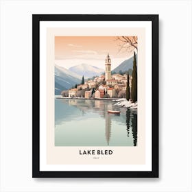 Vintage Winter Travel Poster Lake Como Italy 3 Art Print