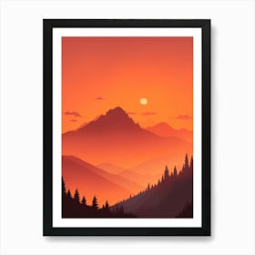 Misty Mountains Vertical Composition In Orange Tone 113 Art Print