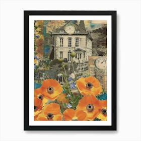 Orange Flowers Scrapbook Collage Cottage 2 Art Print