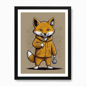 Fox In Hoodie Art Print