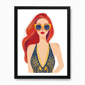 Illustration Of A Woman With Red Hair Art Print