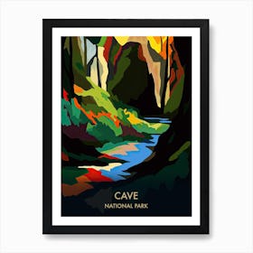 Cave National Park Travel Poster Matisse Style 4 Art Print