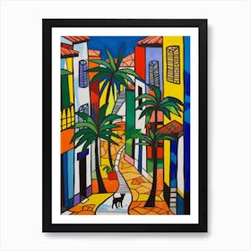 Painting Of Rio With A Cat 1 In The Style Of Matisse Art Print