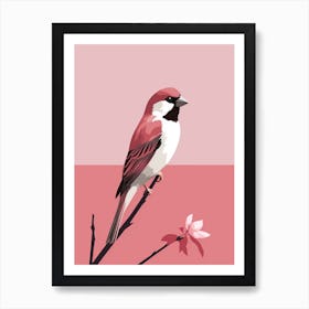 Minimalist House Sparrow 4 Illustration Art Print