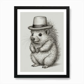 Hedgehog In Hat 1 Art Print