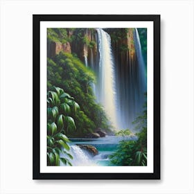 Manawaiopuna Falls, United States Peaceful Oil Art  Art Print