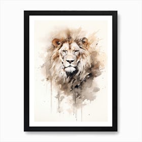 Lion Art Painting Wash Paint Style 3 Art Print