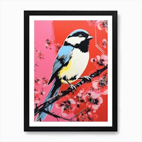 Andy Warhol Style Bird Carolina Chickadee 2 Art Print