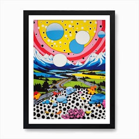 Polka Dot Pop Art Mountain Landscape 1 Art Print