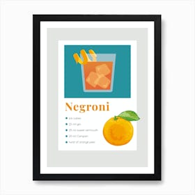 Negroni Recipe Art Print
