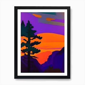 Geometric Tree Sunset Art Print