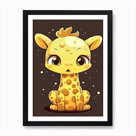 Baby Giraffe Minimalistic Illustration 3 Art Print