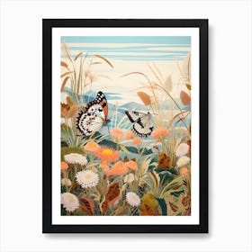 Butterflies In The Wild Japanese Style Painting Art Print