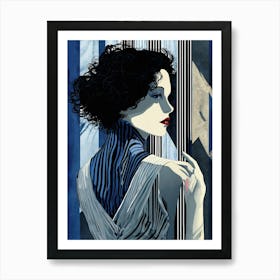 Woman In A Blue Dress Art Print