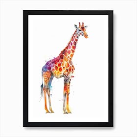 Giraffe Geometric Watercolour Pattern 2 Art Print