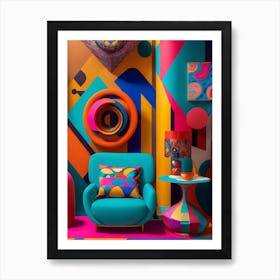 Maximalism's Boldness and Fusion of abstract forms, vibrant colors 4 Art Print