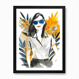 Illustration Of A Woman In Sunglasses 1 Art Print