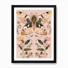 Pink Butterflies William Morris Style 8 Art Print