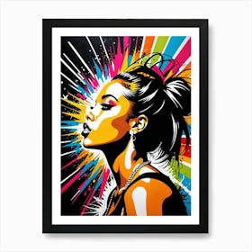 Graffiti Mural Of Beautiful Hip Hop Girl 85 Art Print