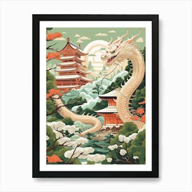Japanese Dragon Illustration 11 Art Print