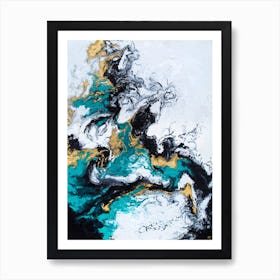 Green And Gold Smoke Art Print