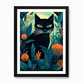 Black Cat In The Forest Art Print